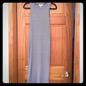 Black and white striped midi dress